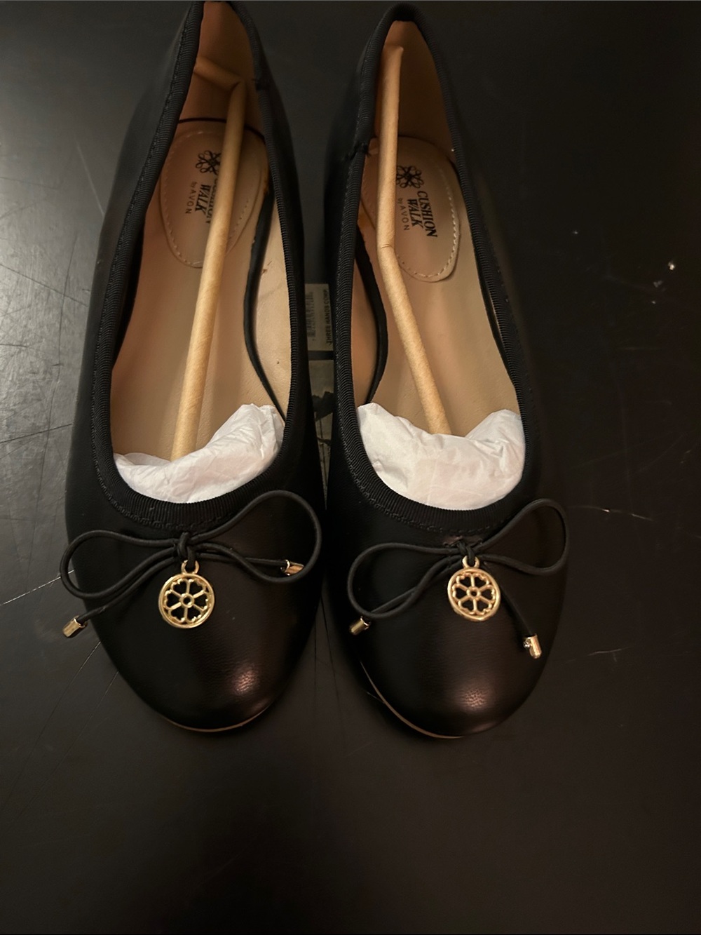 Avon Black Ballet Flats with Gold Charm Have 2 pairs - Picture 6 of 7